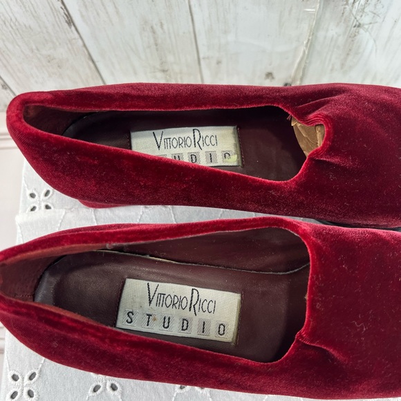 Vintage Vittorio Ricci Shoes Women 8.5M Block Heel Velvet Slip On 90s Fashion - Picture 8 of 15